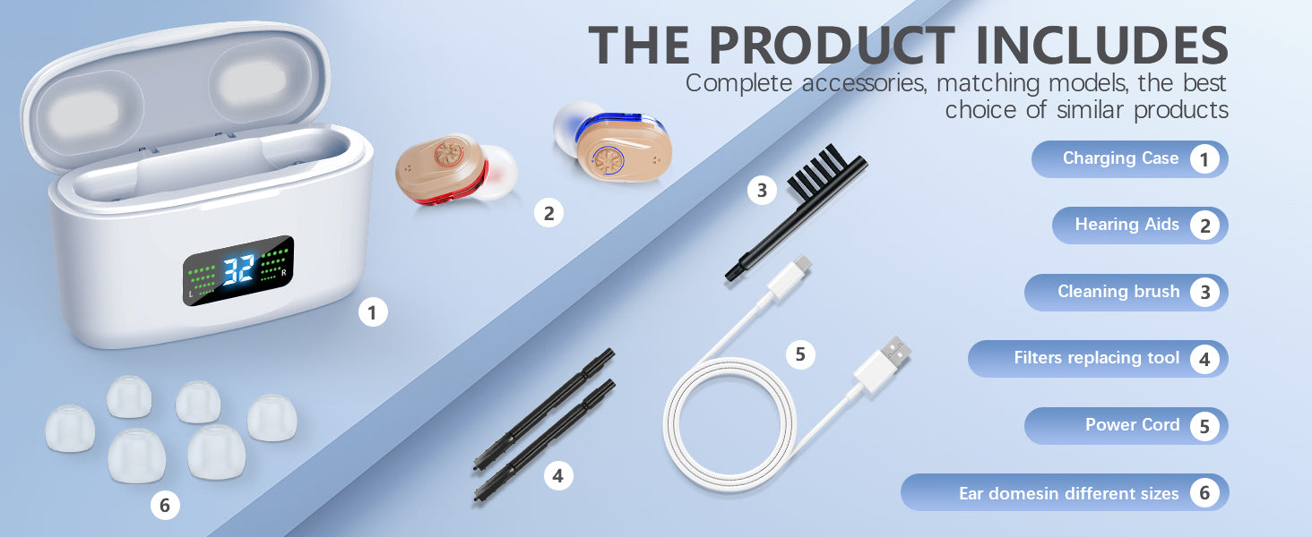 Wireless Mini Hearing Aid for Seniors with Noise-Cancelling