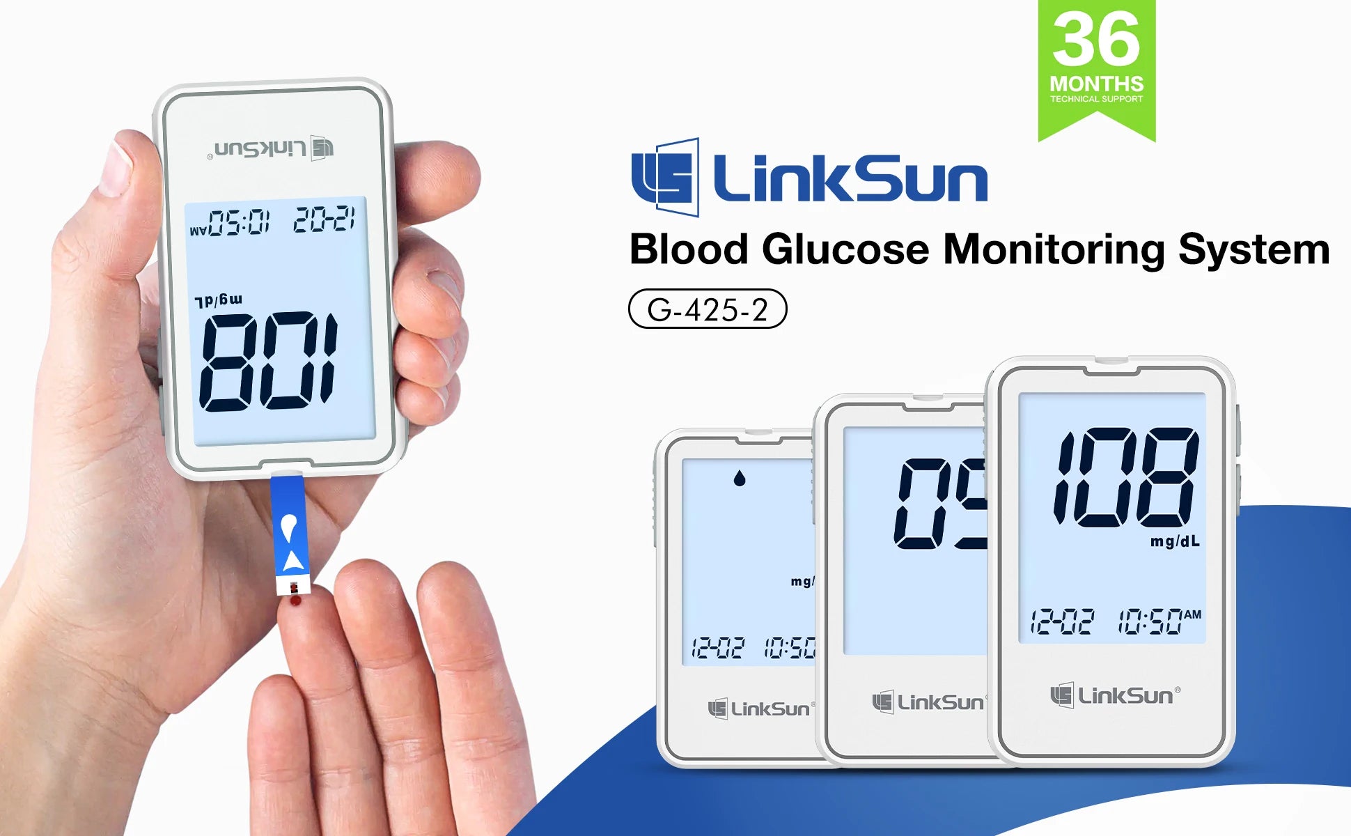 Linksun Blood Glucose Meter G-425-2 50/100 Test Strips