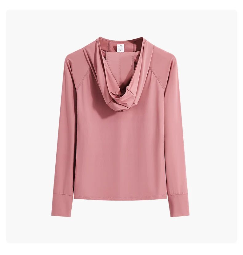 DRUR Women’s Long Sleeve Hooded Yoga Shirt