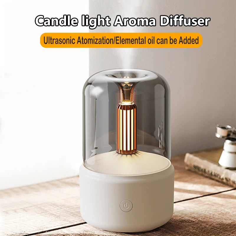 Candlelight Mini Aroma Diffuser USB Air Humidifier Essential Oil Night Light Cold Mist Maker Sprayer for Home Gift