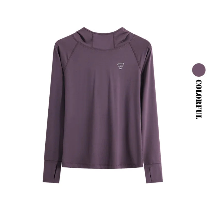 DRUR Women’s Long Sleeve Hooded Yoga Shirt