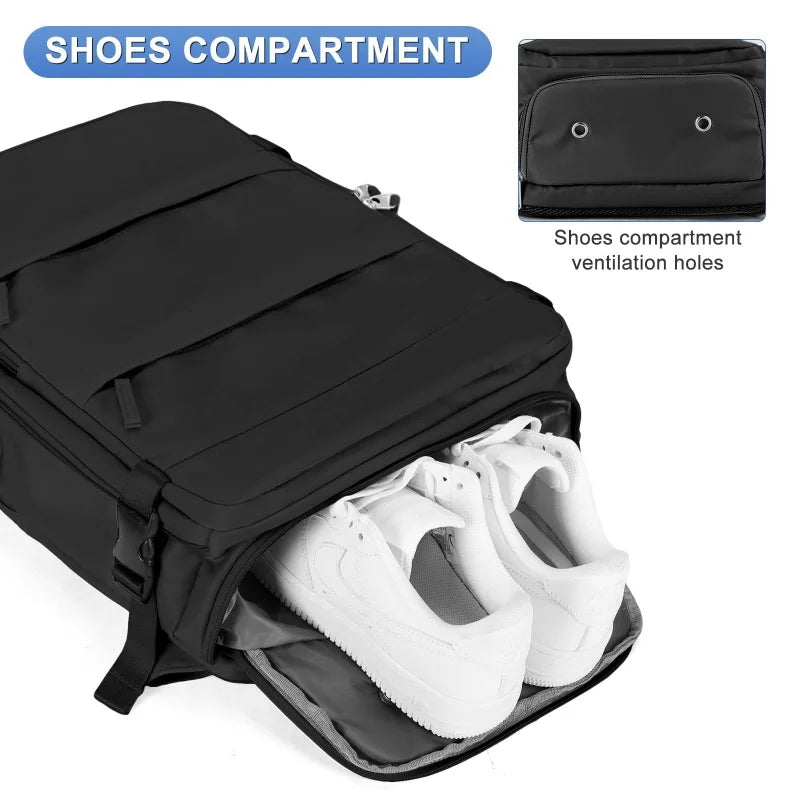 Men's large capacity travel backpack USB charging, multiple compartments