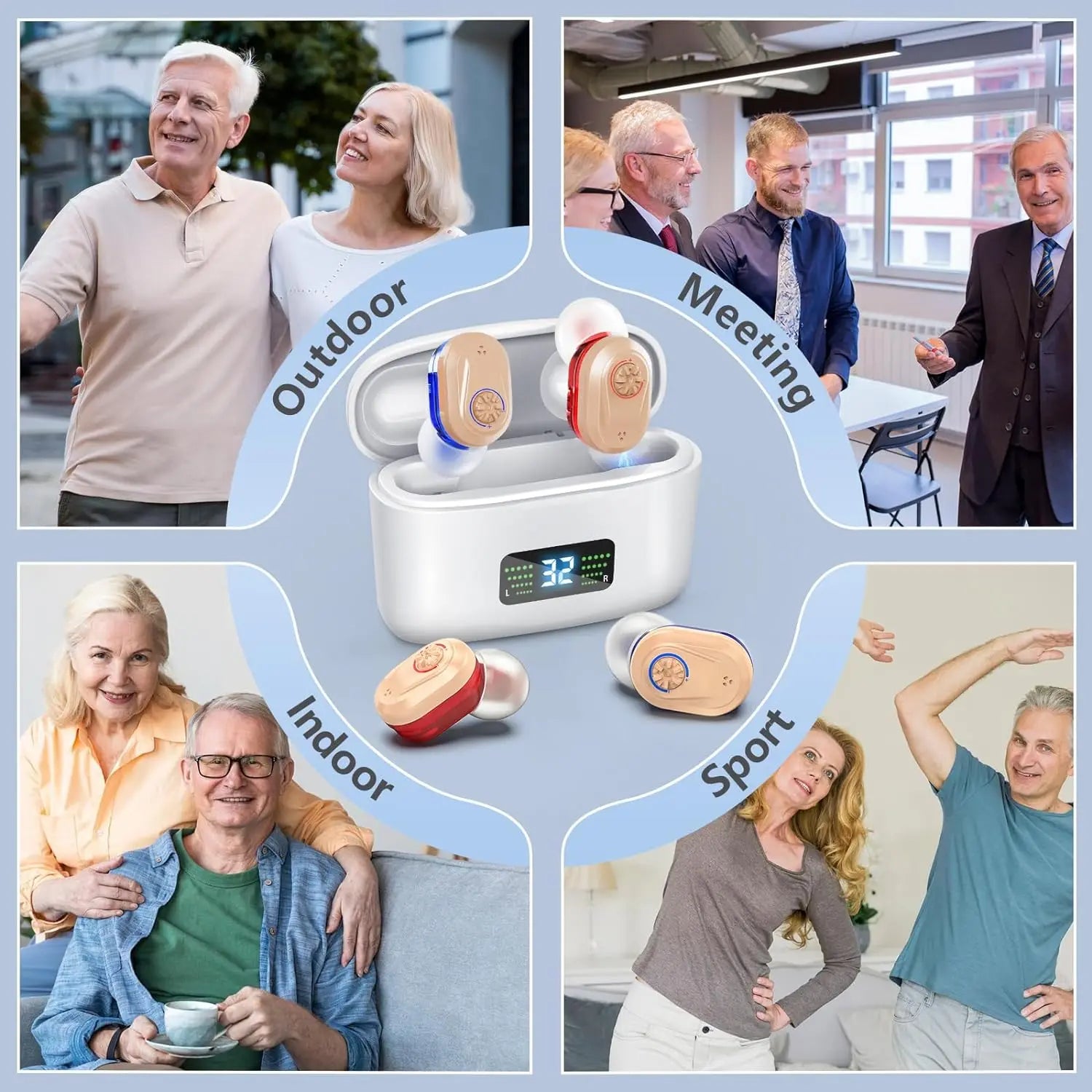 Wireless Mini Hearing Aid for Seniors with Noise-Cancelling