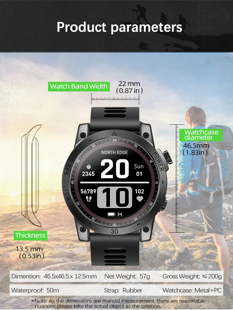 NORTH EDGE 2025 GPS Smart Watch for Men
