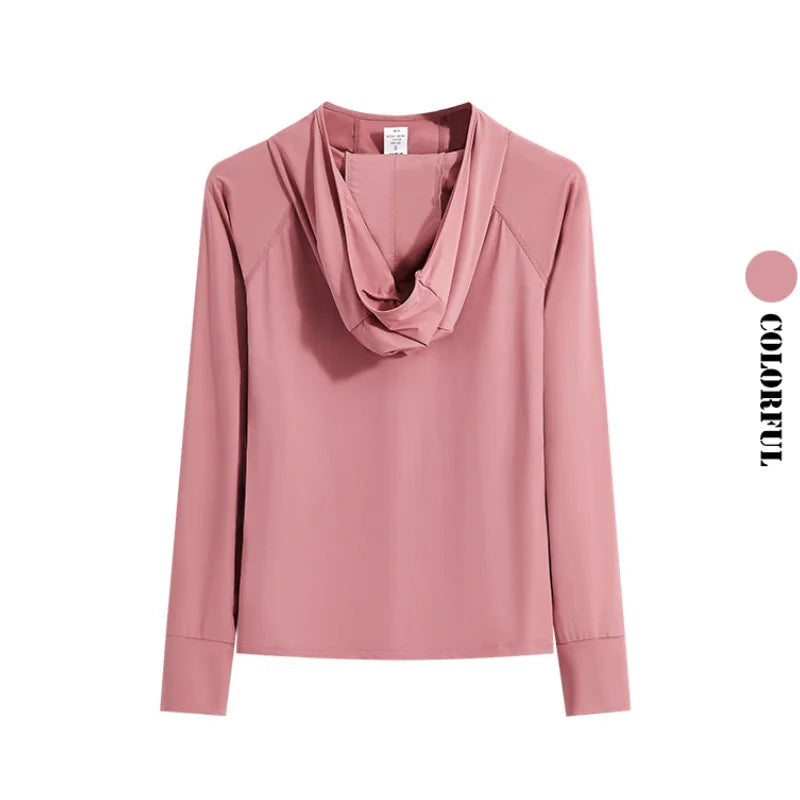 DRUR Women’s Long Sleeve Hooded Yoga Shirt