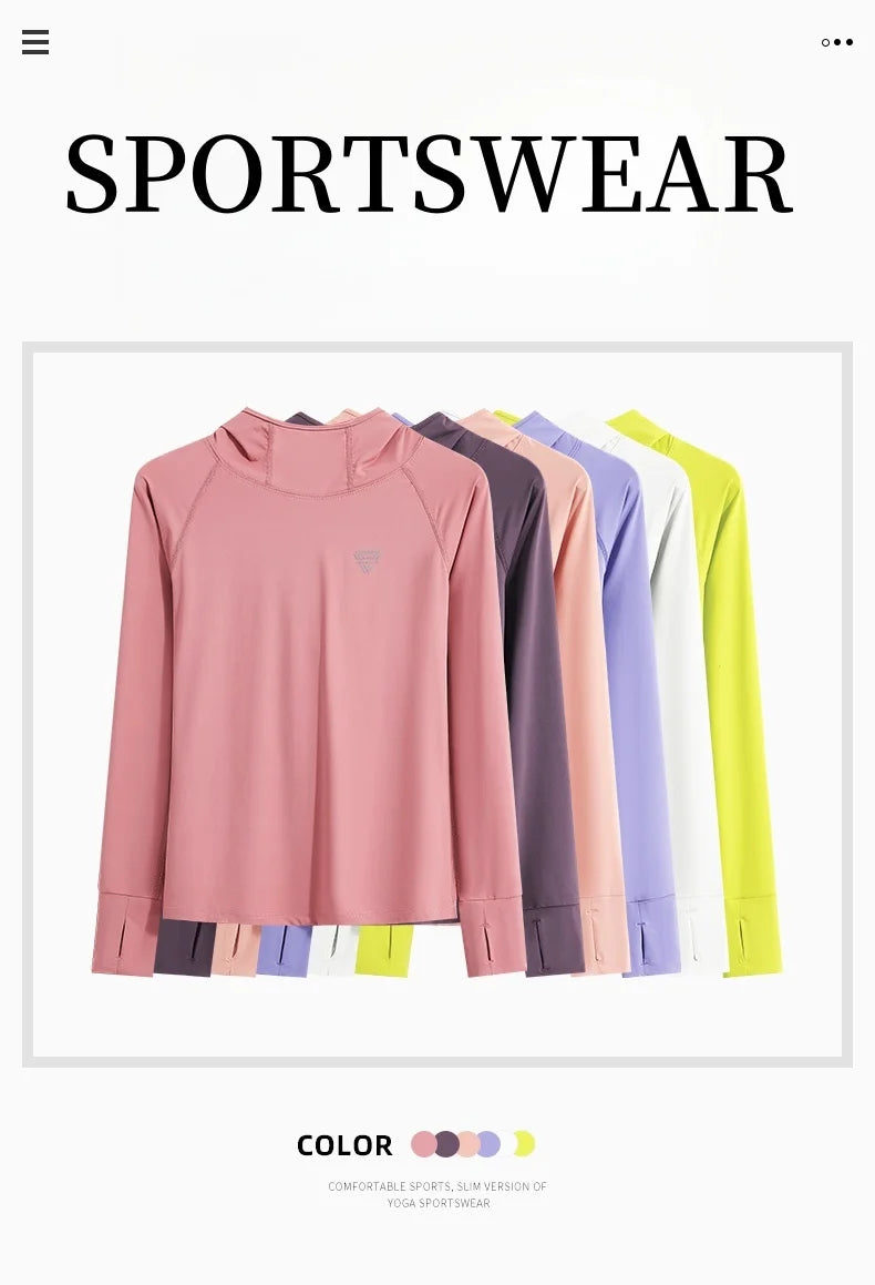 DRUR Women’s Long Sleeve Hooded Yoga Shirt