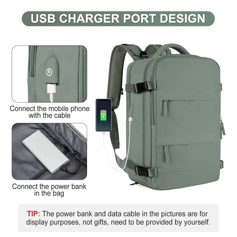 Men's large capacity travel backpack USB charging, multiple compartments