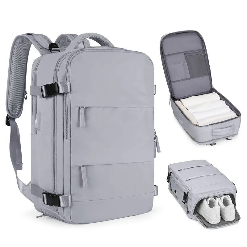 Men's large capacity travel backpack USB charging, multiple compartments