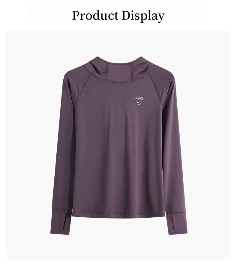 DRUR Women’s Long Sleeve Hooded Yoga Shirt