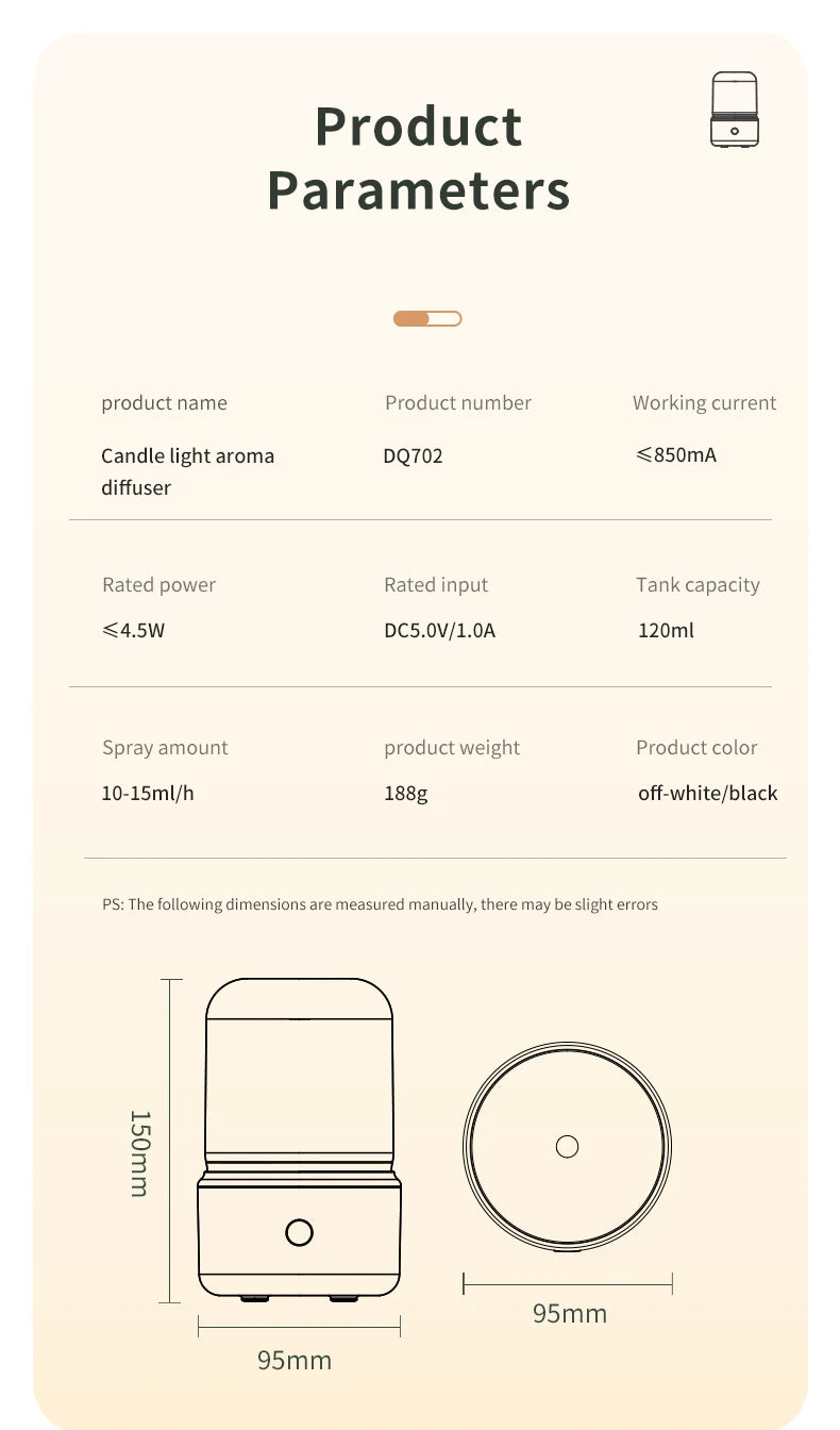 Candlelight Mini Aroma Diffuser USB Air Humidifier Essential Oil Night Light Cold Mist Maker Sprayer for Home Gift