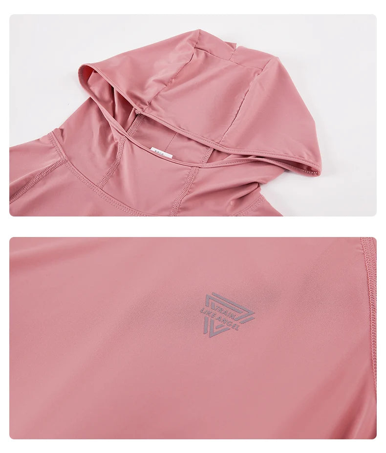 DRUR Women’s Long Sleeve Hooded Yoga Shirt