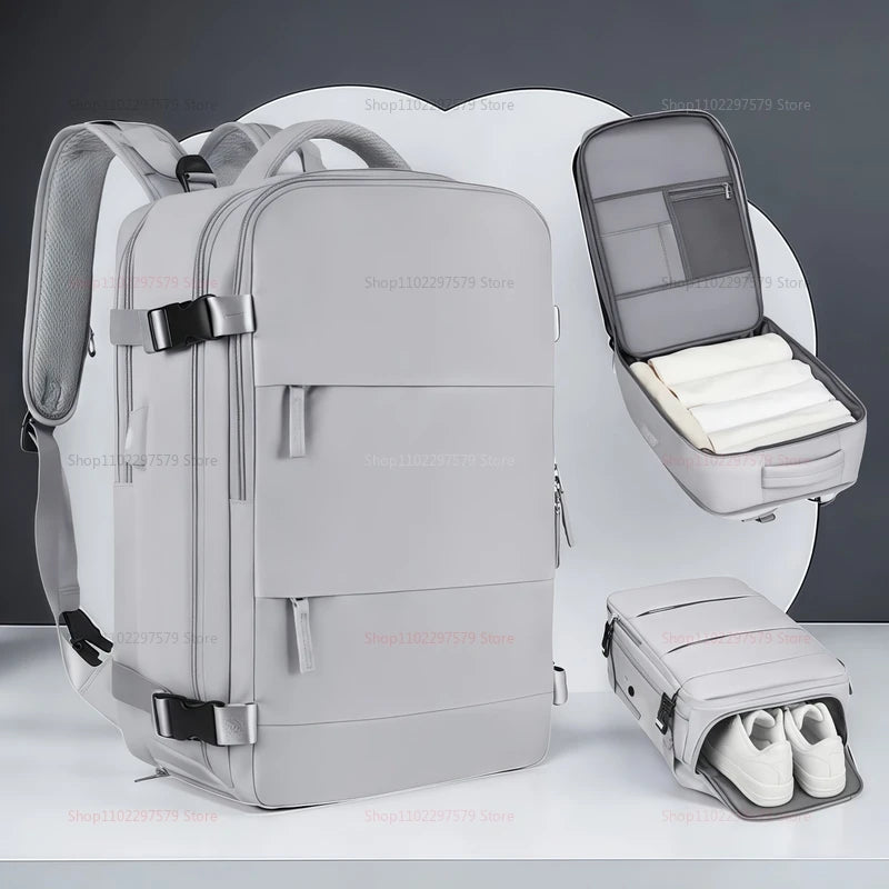 Men's large capacity travel backpack USB charging, multiple compartments